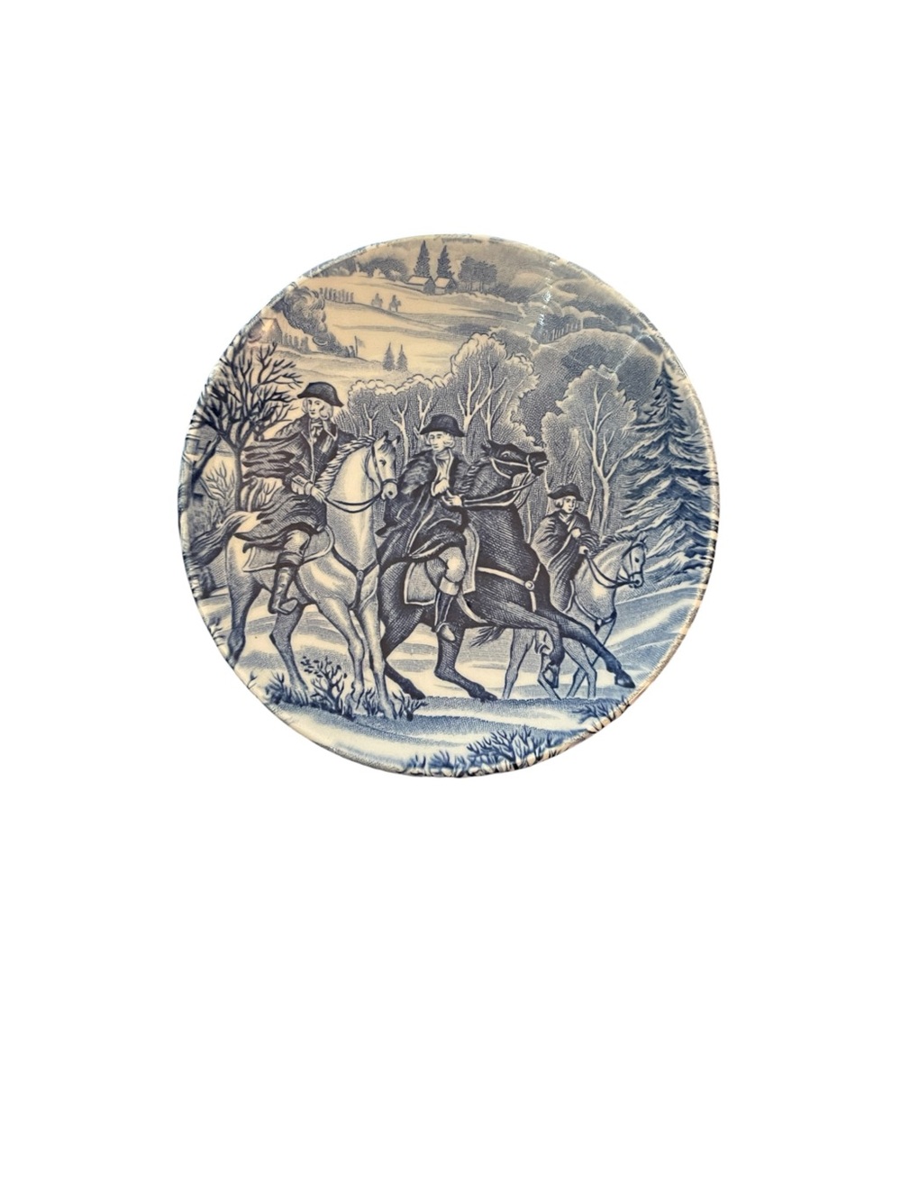 Vintage Liberty Blue Staffordshire Ironstone Coaster Washington at Valley Forge